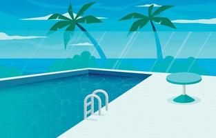 Swimming Pool With Ocean View vector