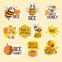 Save The Bees Stickers Set vector