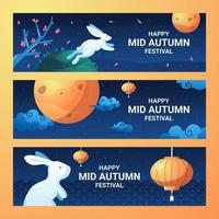 conjunto de banners del festival del medio otoño vector