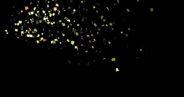 Explosões de popper confete dourado em um fundo preto video