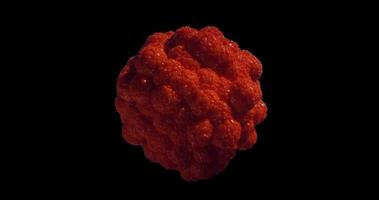 Microscopic view of a red cancer cell on a seamless loop video