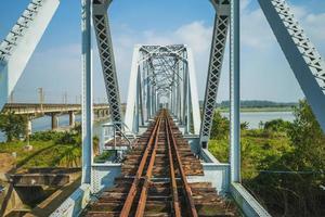 Iron Bridge across the Kao Ping River at Kaohsiung city, Taiwan photo