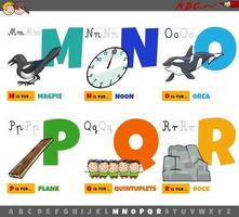 educational cartoon alphabet letters for children from M to R vector