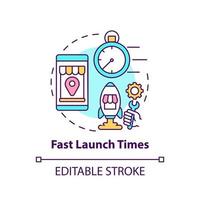 Fast launch times concept icon. Online marketplace benefit abstract idea thin line illustration. New ecommerce website development. Vector isolated outline color drawing. Editable stroke