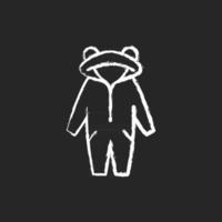 icono de tiza blanca kigurumi sobre fondo oscuro. mono divertido para niños. Disfraz de tigre de halloween para niños. ropa cómoda para el hogar y para dormir. Ilustración de pizarra de vector aislado en negro