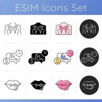 Tattoo and piercing instruments icons set. Creating unique art works on human body. Injecting jewellery. Professional tool. Linear, black and RGB color styles. Isolated vector illustrations