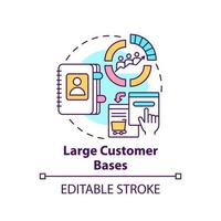 Large customer bases concept icon. Online marketplace benefit abstract idea thin line illustration. Loyal built-in consumers audiences. Vector isolated outline color drawing. Editable stroke