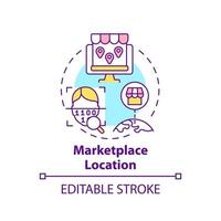 Marketplace location concept icon. Ecommerce site country abstract idea thin line illustration. Expanding online store internationally. Vector isolated outline color drawing. Editable stroke