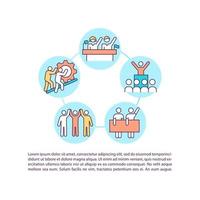 Collective action concept line icons with text. PPT page vector template with copy space. Brochure, magazine, newsletter design element. Community improvement linear illustrations on white