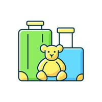 icono de color rgb de vacaciones familiares. viaje amigable para los niños. viajando con niños. recreación para padres e hijos. ilustración vectorial aislada. categoría de la industria de viajes dibujo lineal relleno simple vector