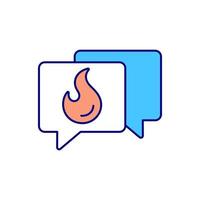 Hot topics in social media RGB color icon. Creating hype. Talking points. Isolated vector illustration. Heated debate. Exciting user experience. Trending news simple filled line drawing