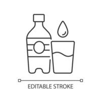 Water linear icon. Hydration for fitness. Mineral aqua. Fluids to avoid thirst. Thin line customizable illustration. Contour symbol. Vector isolated outline drawing. Editable stroke