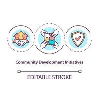 Community development initiatives concept icon. Improve life of people. Upgrading society abstract idea thin line illustration. Vector isolated outline color drawing. Editable stroke