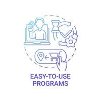 Easy-to-use programs concept icon. Online marketplace benefit abstract idea thin line illustration. Selling goods online. Easy navigation. Creation with no code. Vector isolated outline color drawing