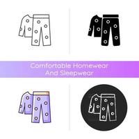 Fleece pyjamas icon. Children sleepwear. Women nightwear. Men nightwear. Comfy loungewear. Comfortable homewear and sleepwear. Linear black and RGB color styles. Isolated vector illustrations