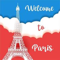 Welcome to Paris. Poster, flyer, travel leaflet. Vector illustration