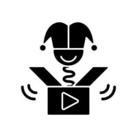 Prank videos black glyph icon. Funny content. Laughing at jokes online. Humorous trick. Comedy videos for entertainment. Videography. Silhouette symbol on white space. Vector isolated illustration