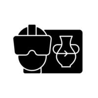 VR black glyph icon. Virtual reality for interactive classes. Innovative film production. Headset for immersing in cyberspace. Silhouette symbol on white space. Vector isolated illustration