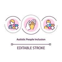 Autistic people inclusion concept icon. Communicational problems. Social interaction issues abstract idea thin line illustration. Vector isolated outline color drawing. Editable stroke