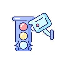 Traffic enforcement camera RGB color icon. Isolated vector illustration. Monitoring roads, highways. Roadway camera. Automatic incident detection. Passengers, drivers safety simple filled line drawing