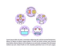 Iconos de línea de concepto de herramientas de marketing viral con texto. plantilla de vector de página ppt con espacio de copia. folleto, revista, elemento de diseño de boletín. publicidad ilustraciones lineales en blanco