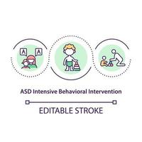 asd icono del concepto de intervención conductual intensiva. tratamiento médico especial de problemas de comunicación idea abstracta ilustración de línea fina. dibujo de color de contorno aislado vectorial. trazo editable vector