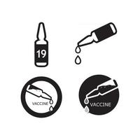 logotipo de la vacuna, vector médico, vacunación con antibióticos, virus, vacuna, diseño e ilustración para el cuidado de la salud