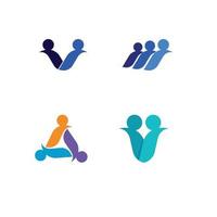 logotipo de personas, equipo, trabajo exitoso de personas, grupo y comunidad, logotipo de empresa y negocio de grupo y cuidado del diseño, icono familiar logotipo de éxito vector