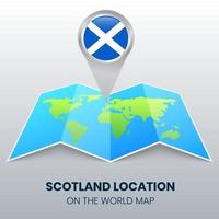 icono de ubicación de Escocia en el mapa mundial, icono de pin redondo de Escocia vector