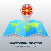 icono de ubicación de macedonia en el mapa mundial, icono de pin redondo de macedonia vector