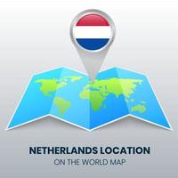 Location Icon Of Netherlands On The World Map, Round Pin Icon Of Netherlands vector