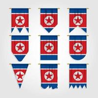 North Korea Flag in Different Shapes, Flag of North Korea in Various Shapes vector