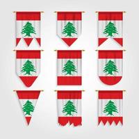 bandera de líbano en diferentes formas, bandera de líbano en varias formas vector