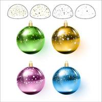 Colorful christmas balls with confetti Vector illustration