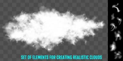 Steam fog smoke clouds  a set of elements to create vector