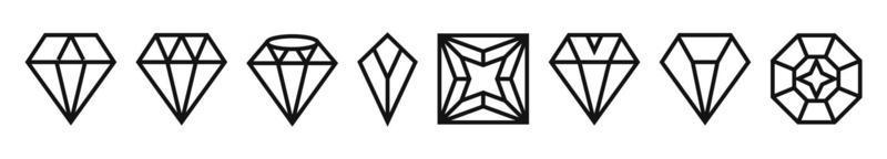 Set of a diamond line art icon for apps or website vector