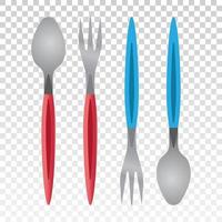 two pairs of spoons and forks on a transparent background vector