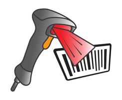 flat color icon handheld barcode  scanner with bar  code for apps or websites vector