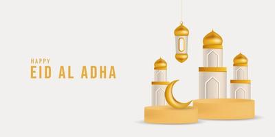 3D islamic display podium decoration background vector