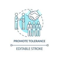 Promote tolerance concept icon. Racism at work abstract idea thin line illustration. Improving internal company culture. Driving positive change. Vector isolated outline color drawing. Editable stroke