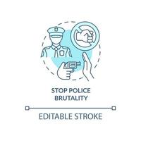 Stop police brutality concept icon. Fighting racism abstract idea thin line illustration. Reducing potentially violent situations. Vector isolated outline color drawing. Editable stroke