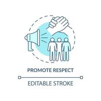 Promote respect concept icon. Fighting racism abstract idea thin line illustration. Equal opportunities. Cross-cultural communication. Vector isolated outline color drawing. Editable stroke