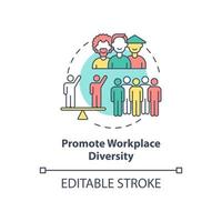 Promote workplace diversity concept icon. Racism at work abstract idea thin line illustration. Fighting against white supremacy. Vector isolated outline color drawing. Editable stroke