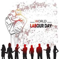 Hand drawn or sketch World Labour day 1 May vector