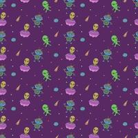 Cute aliens and robots doodles, seamless pattern for kids vector