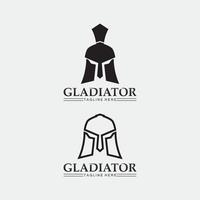 casco espartano logo plantilla gladiador icono vector conjunto de caballero