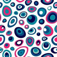 Modern minimalist repeat background with peacock feather colors. Tuequoise and pink abstract seamless pattern with turkish eyes for clothing. Textile and fashion texture with polka dots. vector