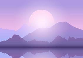 Landscape with mountains at sunset vector