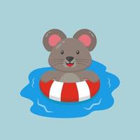 Cute Mouse Swimming Summer Cartoon vector