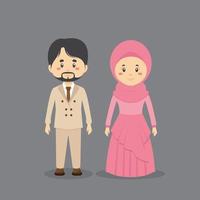 Couple Character Muslim Wearing Casual Clothes vector